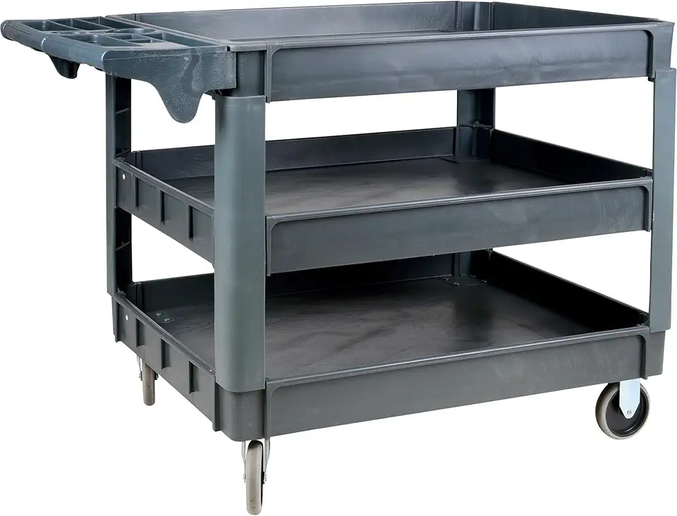 Ironton 500-Lb. Capacity 3 Tray Utility Cart, Maintenance-Free Structural Foam Construction Cargo Pushcart, Scratch Resistant, Easy to Clean Service Cart, 46 3/5in.W x 25 2/5in.D x 32 7/10in.H