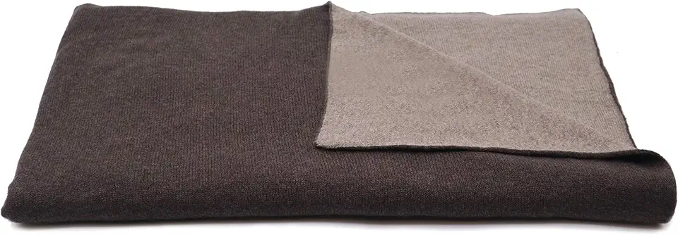 State Cashmere Reversible Throw Blanket - Ultra Soft Accent Blanket for Couch, Sofa & Bed Made with 100% Inner Mongolian Cashmere - Crafted Home Accessories - (Black Coffee/Winter Twig, 60