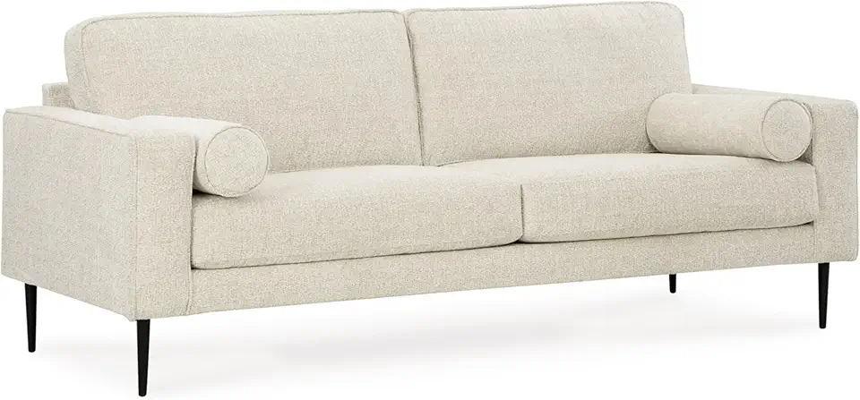 Signature Design by Ashley Hazela Contemporary Sofa with 2 Bolster Pillows, Beige