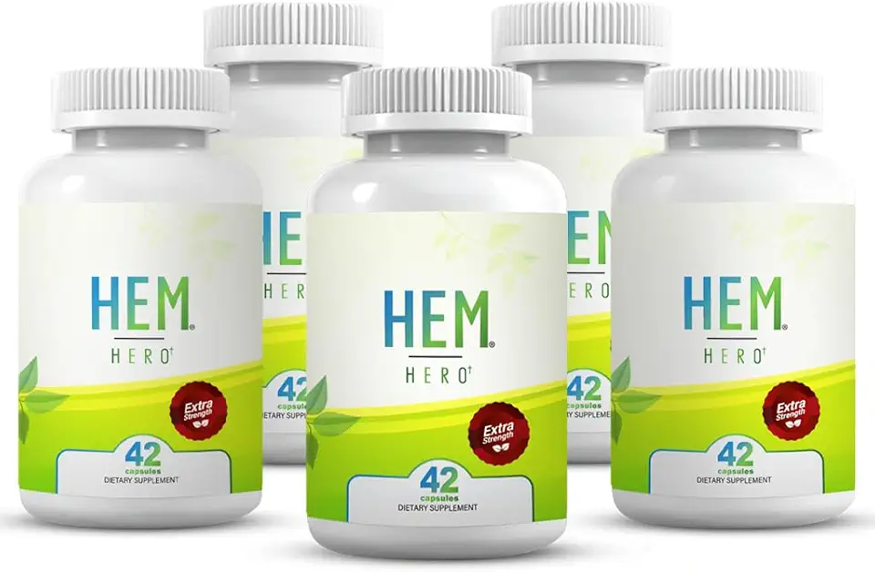 Hem Hero Extra Strength Hemorrhoid Treatment - Reduce Swelling, Soothe Itching & Irritation - 100% Natural - 42 Vegetarian Capsules
