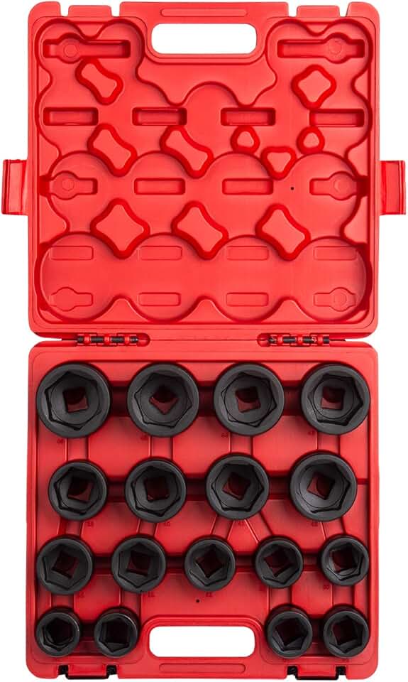 SUNEX TOOLS 4684, 3/4 Inch Drive Heavy Duty Impact Socket Set, 17-Piece, Metric, 26mm-46mm, Cr-Mo Alloy Steel, Radius Corner Design, Dual Size Markings, Heavy Duty Storage Case