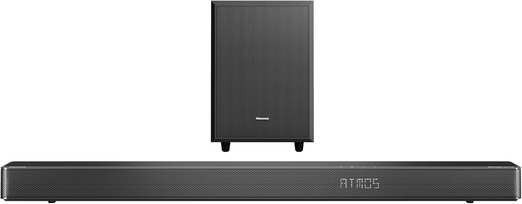 Hisense AX3125H 3.1.2Ch Sound Bar with Wireless Subwoofer, 440W, Dolby Atmos, Bluetooth 5.3, EzPlay, 4K HDMI Pass Through, Roku TV Ready, DTS:X, HDMI/AUX/ARC/Optical/USB, 7 EQ Modes