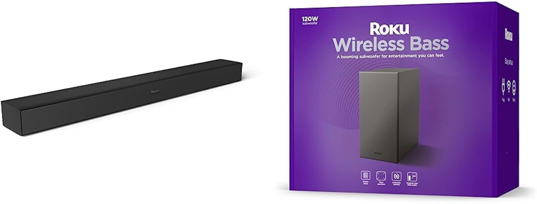 Roku TV Wireless Soundbar 2023 & Wireless Bass | Slim Subwoofer Streambar, Streambar Pro Wireless Speakers