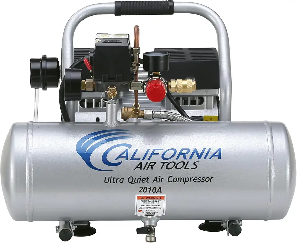 California Air Tools 2010A Ultra Quiet and Oil-Free 1.0 HP 2.0-Gallon Aluminum Tank Air Compressor,Silver