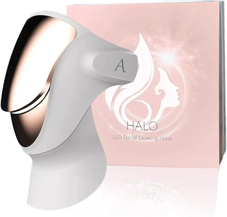 Led Face Mask Light Therapy, Halo Led Light Therapy Facial and Neck Skin Care Mask, Blue Light Red Light for Acne Wrinkle Reduce, New Generation Face and Neck Photon Mask