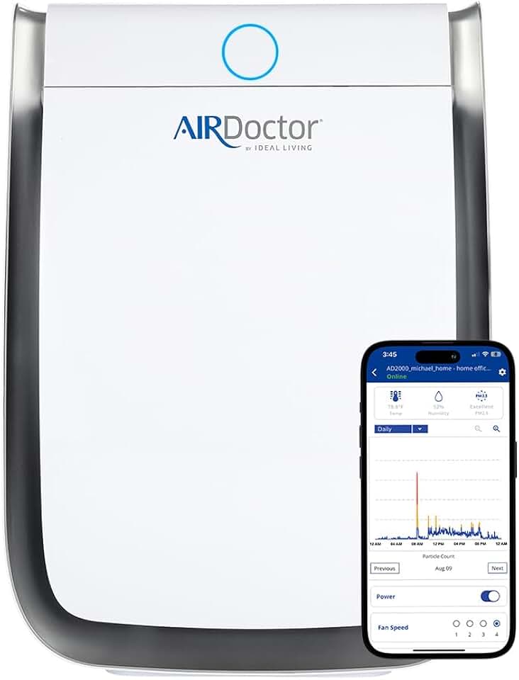 AIRDOCTOR 3500i SMART Air Purifier for Living Rooms & Bedrooms. 3 Stage Filtration with Pre-Filter, UltraHEPA, Carbon/VOC. Captures Particles 100x Smaller Than HEPA Standard (AirDoctor 3500i Smart)