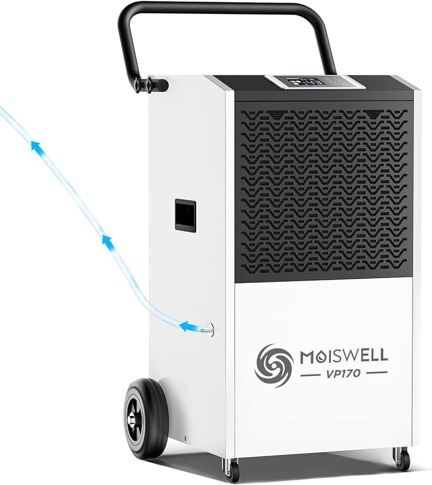170 Pints Commercial Dehumidifier with Pump and Drain Hose for Basements and Large Spaces up to 7,500 Sq Ft