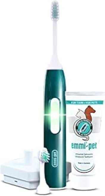 Electric Toothbrush Set 2.0 for Pets. Healthier Teeth & Gums and Fresher Breath. Patented Ultrasound Technology Cleans Completely Silent, no Vibration and no Brushing. Rechargeable