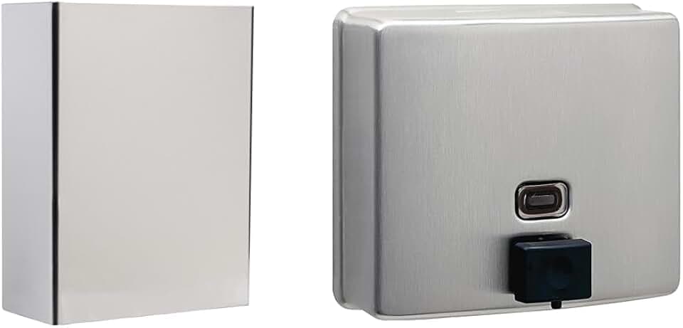 Bobrick Stainless Steel Surface-Mounted Waste Receptacle, 6.4 Gallon, 18