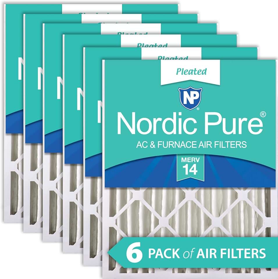 Nordic Pure 20x20x4 (19_1/2 x 19_1/2 x 3_5/8) Pleated MERV 14 Air Filters 6 Pack