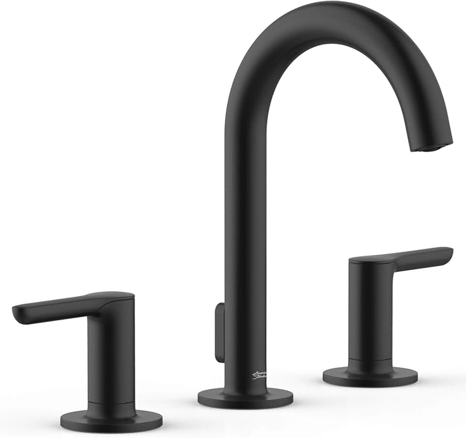 American Standard 7105801.243 Studio® S Widespread Faucet with Lever Handles, Matte Black, High