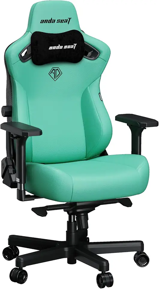 Anda Seat Kaiser 3 XL Gaming Chair for Adults - Ergonomic Green Leather Gaming Chairs with Lumbar Support, Comfortable Office Chair with Neck Support - Heavy Duty Computer Chair Wide Seat Capacity