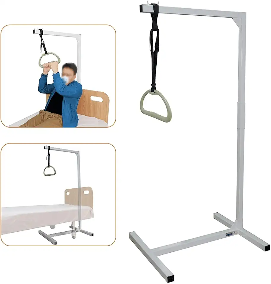 Trapeze Bar for Hospital Bed Pull Up Stand Assist Lift for Elderly Standing Helper Bed Mobility Grab Bar Sit Up Medical Overhead Trapeze Bar for Bed Rail Handicap Trapeze Swing Bar