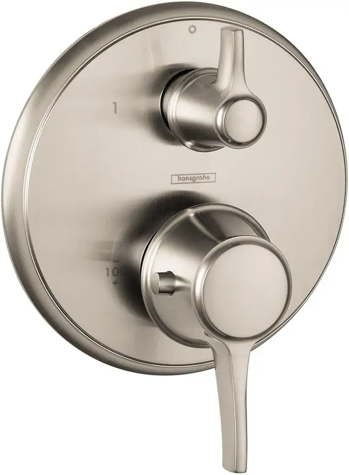 hansgrohe 15753821 C Thermostatic Valve Trim with Volume Controls, 6.75 x 6.75 x 3.00, Brushed Nickel