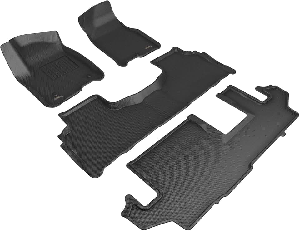 3D MAXpider Custom Fit Kagu Floor Mat (Black) Compatible with Chevrolet Suburban 2021-2023 - Full Set