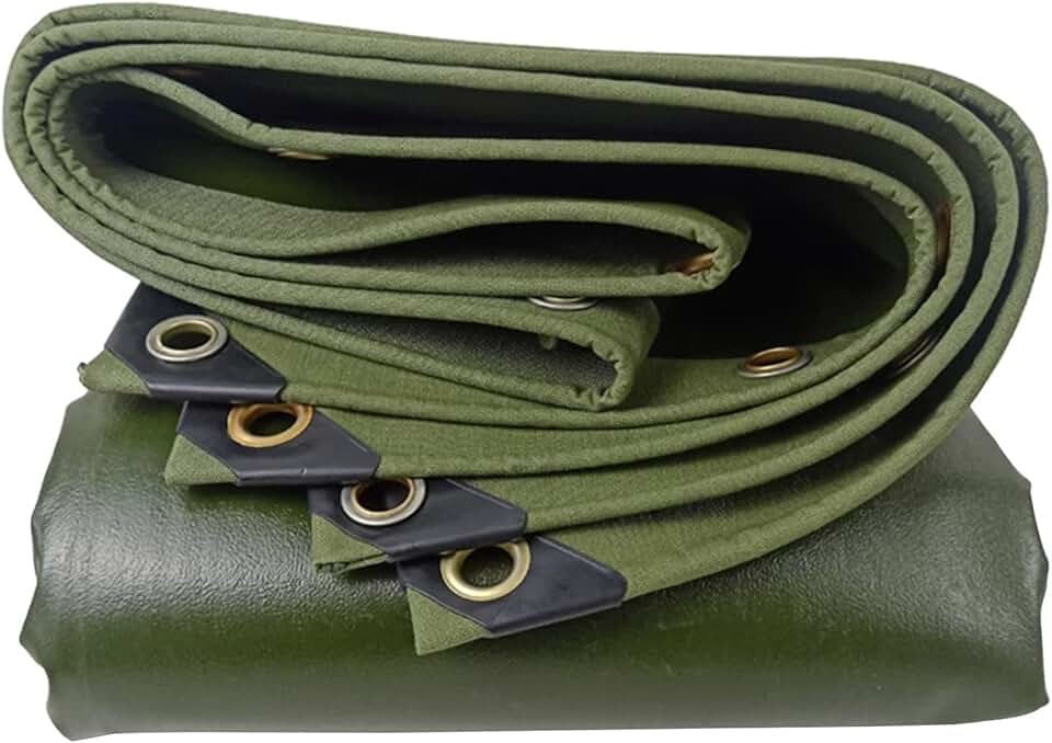 Waterproof Tarpaulin 5mx6m Thicken Heavy Duty Tarp Cover Sheet with Reinforced Grommets Multipurpose Rainproof Canopy Tent - Support Customised,Green (Size:3x4m)