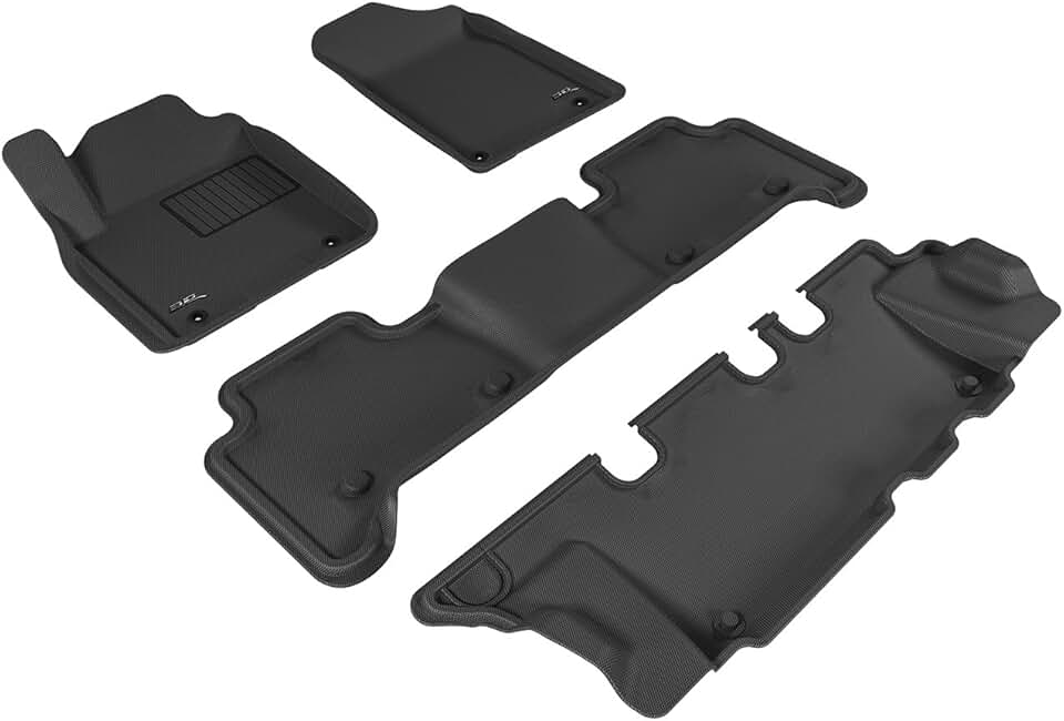 3D MAXpider-L1IN02601509 Complete Set Custom Fit All-Weather Floor Mat for Select Infiniti QX80/QX56 Models - Kagu Rubber (Black)