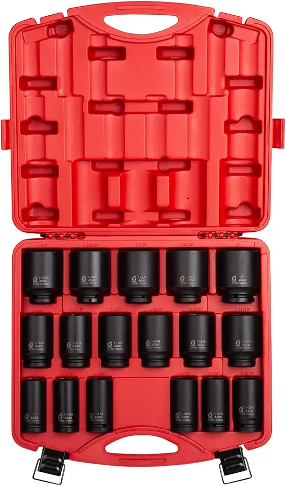 SUNEX TOOLS 4685, 3/4 Inch Drive Deep Impact Socket Set, 17-Piece, SAE, 1