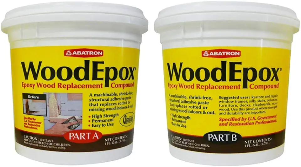 Abatron WoodEpox Kit - 2 Gallon - 2-Part Structural Epoxy Adhesive and Wood Hardener - Wood Filler Putty