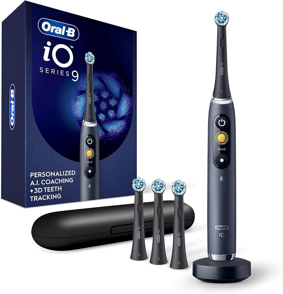 Oral-B iO Series 9 Electric Toothbrush with 3 Replacement Brush Heads, Black Onyx