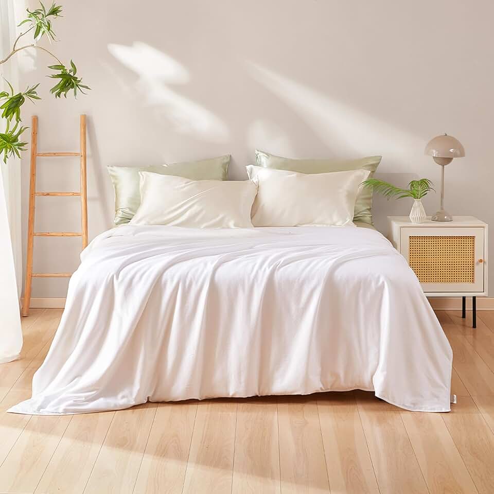 THXSILK Pure Mulberry Silk Comforter Cool for Summer, Grade 6A Mulberry Silk Filled Duvet Luxury Silk Bedding, Cotton Cover, Cal King 110in x 96in/280cm x 244cm, Silk Weight 2.2lb/1kg