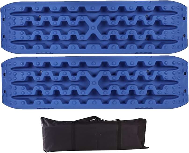 Off-Road Traction Boards, 2Pcs Traction Tracks Mats Tire Ladde, Vehicle Recovery Boards with Storage Bag, Fits Any Vehicle for Unstuck from Snow, Ice, Mud, and Sand.