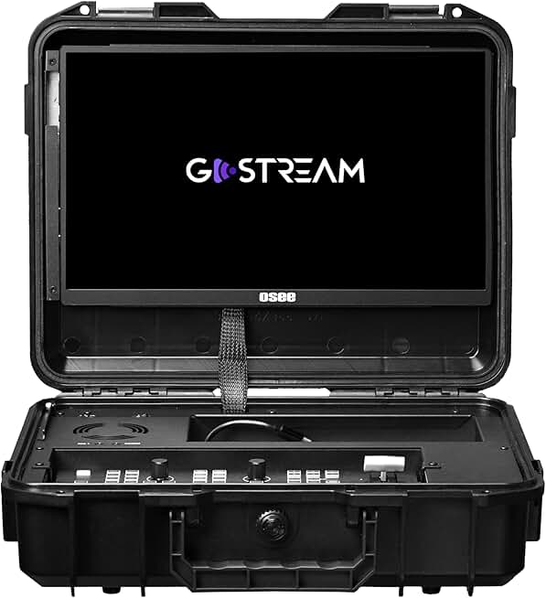 Osee GoStream Deck All in One Pro Live Streaming Multi Camera Video Mixer Switcher Recorder Player Kit 4 HDMI in USB-C I/O with 14 Inch Monitor Built-in DC-to-Type C cable NDI(OPTIONAL) Upgradable