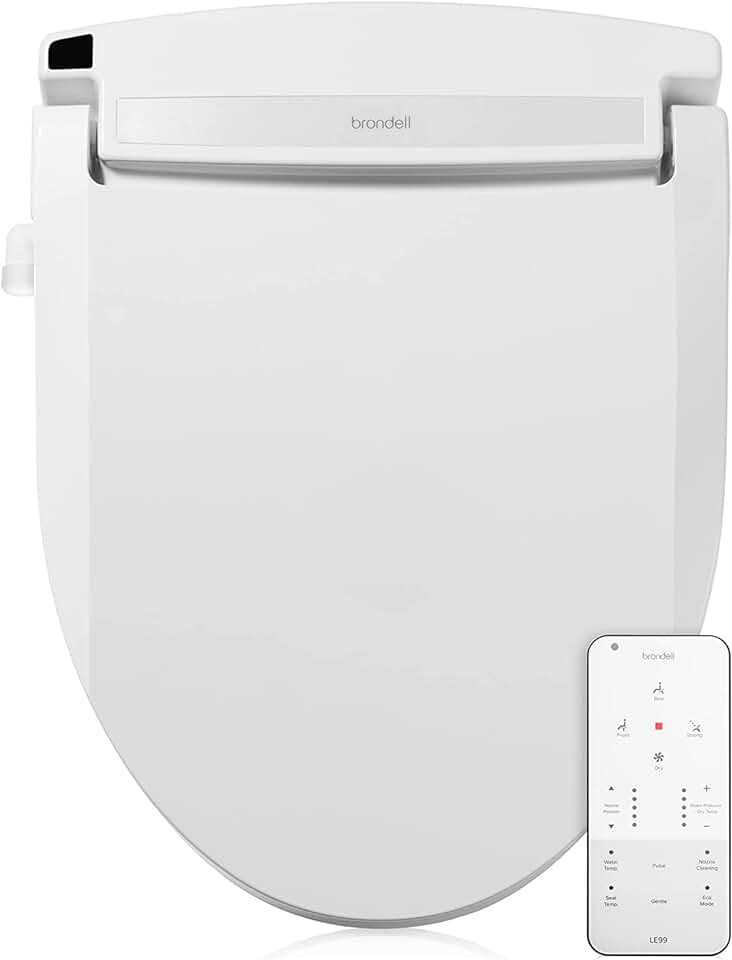 Brondell LE99-EW LE99 Swash Electronic Bidet Seat, Fits Elongated Toilets, White – Lite-Touch Remote, Warm Air Dryer, Strong Wash Mode, Stainless-Steel Nozzle, Saved User Settings & Easy Installation
