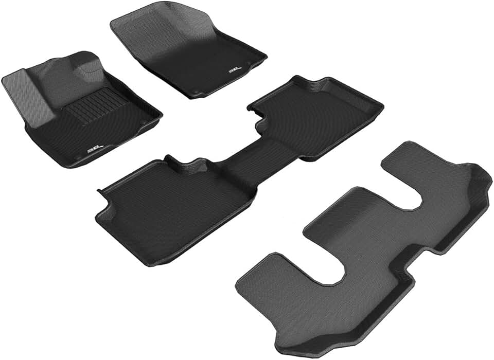3D MAXpider Custom Fit Kagu Floor Mat (Black) Compatible with Volkswagen Atlas 2018-2024 - Full Set