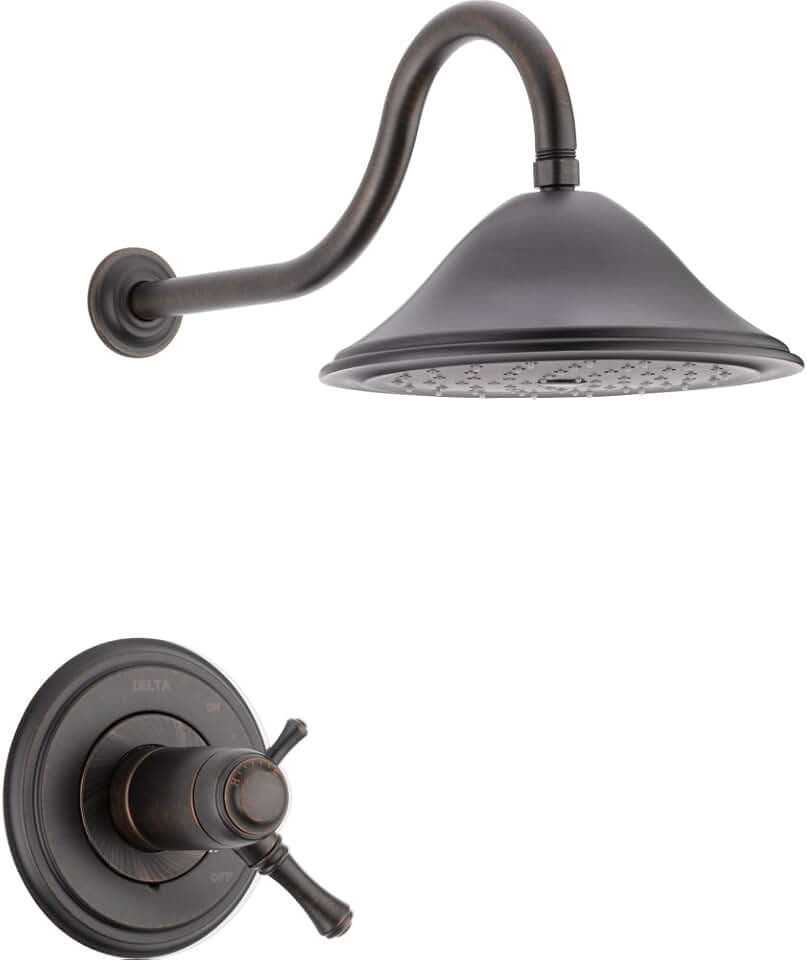 Delta Faucet Cassidy 17T Series Dual-Function Shower Trim Kit with Single-Spray Touch-Clean Shower Head, Venetian Bronze T17T297-RB (Valve Not Included)