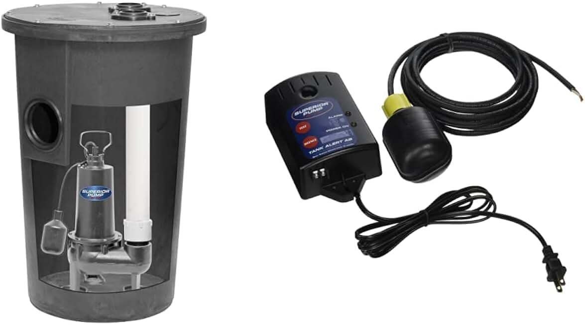 Superior Pump Cast Iron Sewage Pump Bundle with Alarm System