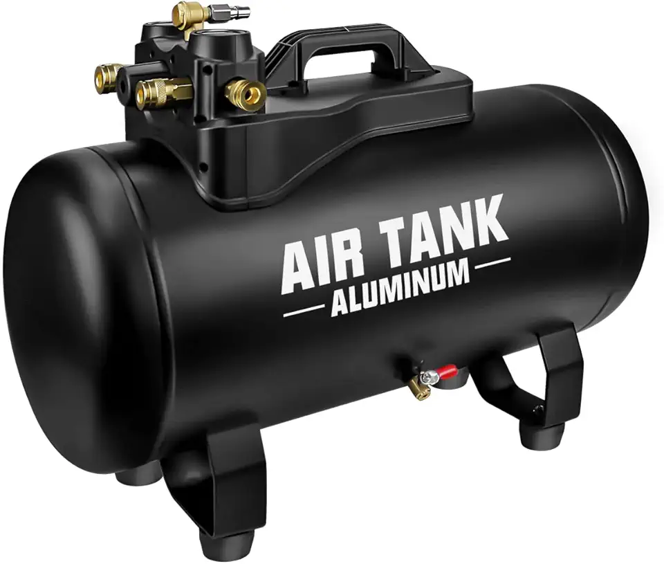Aluminum Portable Air Tank 10 Gallon Capacity with Pressure Gauge and 4pcs 1/4