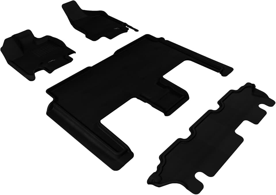 3D MAXpider Custom Fit KAGU Floor Mat (BLACK) for 2008-2020 DODGE GRAND CARAVAN - 1ST ROW 2ND ROW 3RD ROW