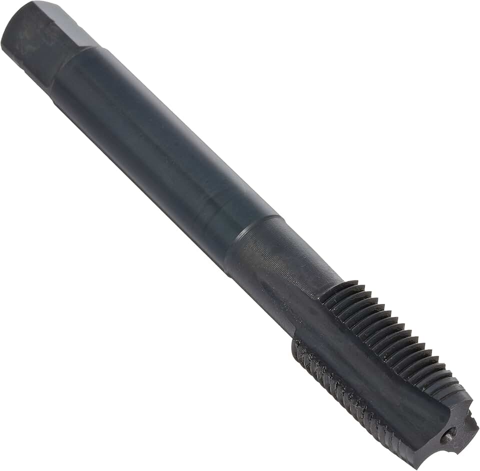 Dormer E031 Powdered-Metal Steel Machine Spiral Point Threading Tap, Black Oxide Finish, Round with Square End Shank, Plug Chamfer, 1