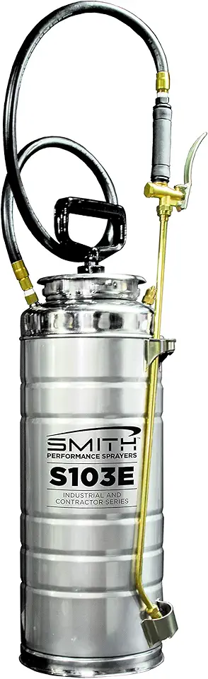Smith Performance Sprayers S103E 3.5-Gallon Stainless Steel Concrete Sprayer for Solvent or Water-Based Cleaners, Sealers, Release Agents and Curing Compounds
