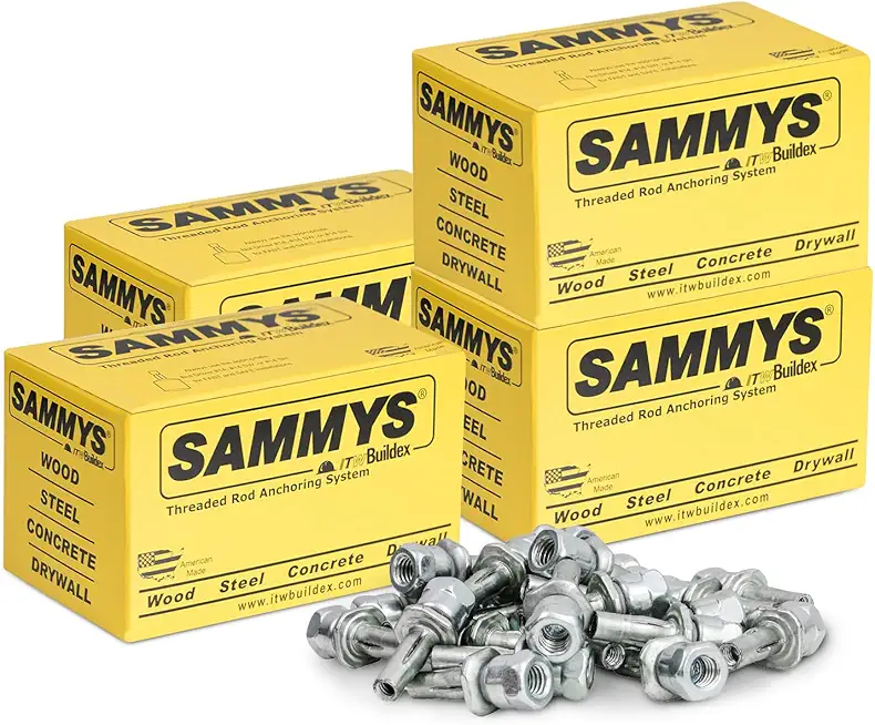 Everflow Sammys 8153922-100 XP 35 3/8 Inch Screw Vertical Expandable Threaded Rod Anchor, Design for Pipe Hanger, Thin Gauge Purlin, No-Predrilling Required, Steel w/ Electro-Zinc Finish (Pack of 100)