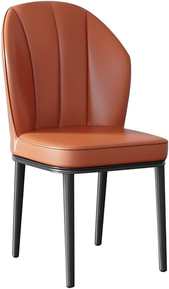 Dining Chairs Kitchen Chairs Soft Comfortable Durable Leisure Chair Modern Bedroom Counter Lounge Living Room Reception Chair with Upholstered Seat and Metal Legs Anti-Skid Back Chair/Orange/B