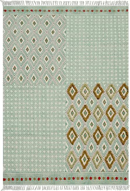 Kilim Rug 12x18 Area Rugs for Boho Rug Indoor Outdoor Rug Blue Multicolor Cotton Rug Embroidery Washable Dhurrie Flatweave Rugs for Large Area Dining Room Living Room Hall Room Patio Doormat