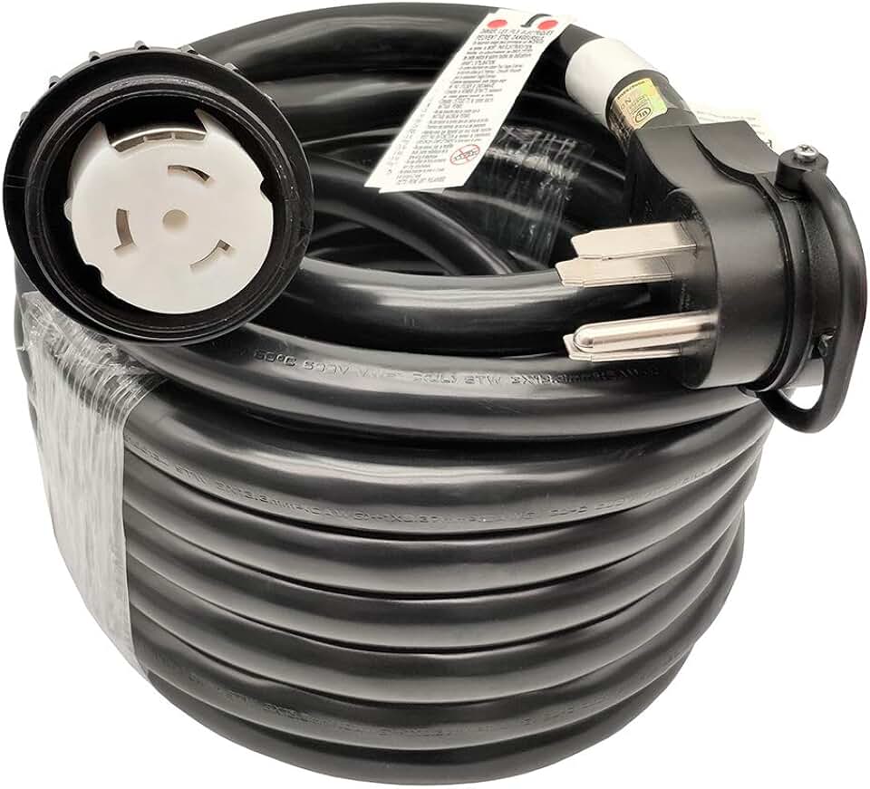 Parkworld 692279 RV 50A Shore Power Extension Cord Adapter, 50amp Camper Plug 14-50P to SS2-50R Marine Twist Lock Receptacle (50FT)
