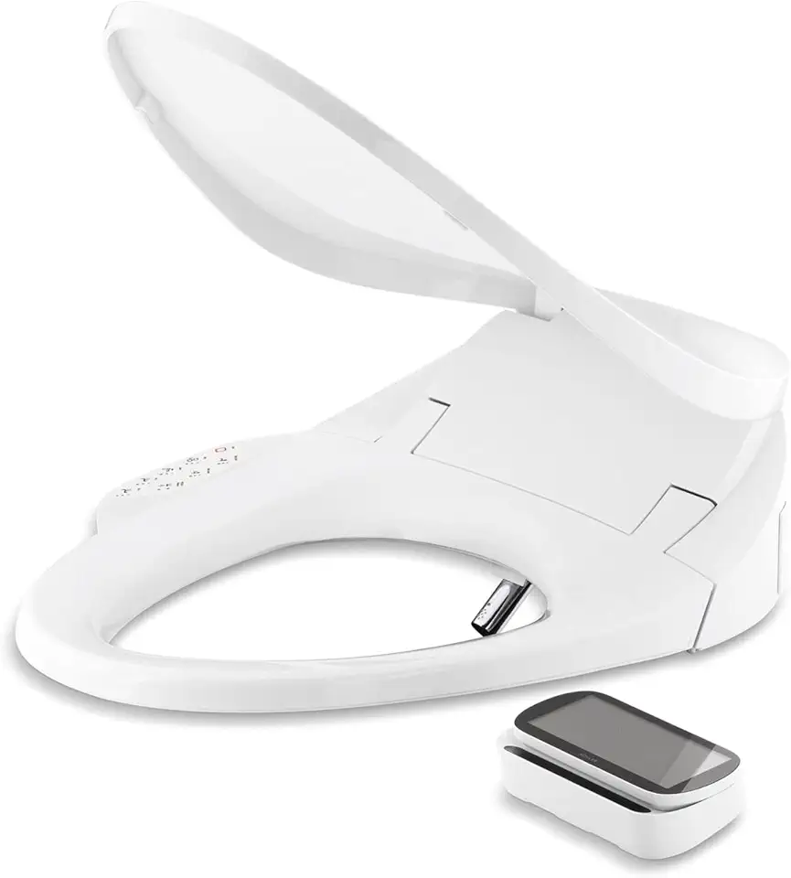 KOHLER 4108-0 PureWash E750 Elongated Electric Bidet Toilet Seat with Remote Control, Bidet Warm Water with Dryer for Existing Toilets, White