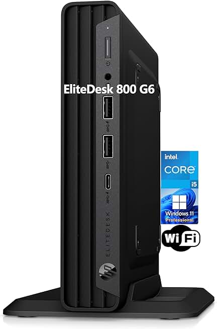 HP EliteDesk 800 G6 Business Mini PC Desktop Computer, Intel Hexa-Core i5-10400 (Beat i7-8700), 32GB DDR4 RAM, 1TB PCIe SSD, WiFi, Bluetooth, Type-C, Keyboard & Mouse, Windows 11 Pro, Tilsiy Cable