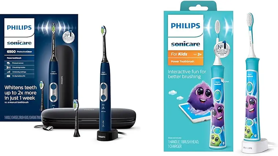 Philips Sonicare ProtectiveClean 6500 Rechargeable Electric Power Toothbrush & for Kids 3+ Bluetooth Connected Rechargeable Electric Power Toothbrush