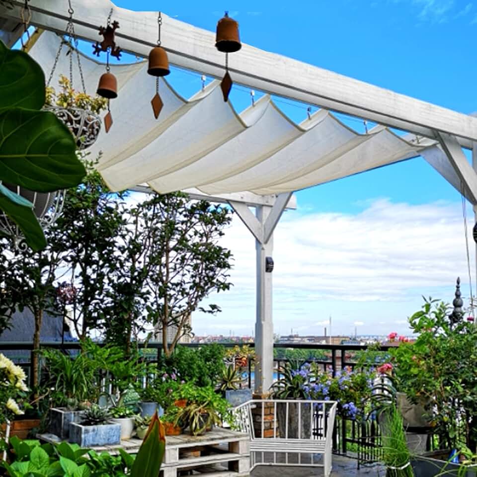 Wave Awning,Removable Sun Shade Sail,Outdoor Retractable Pergola Replacement Shade Cover Waterproof Garden Sail,95% Uv Block Hdpe Shading Net with Mounting Kit,White (0.5x8m/1.65x26ft)