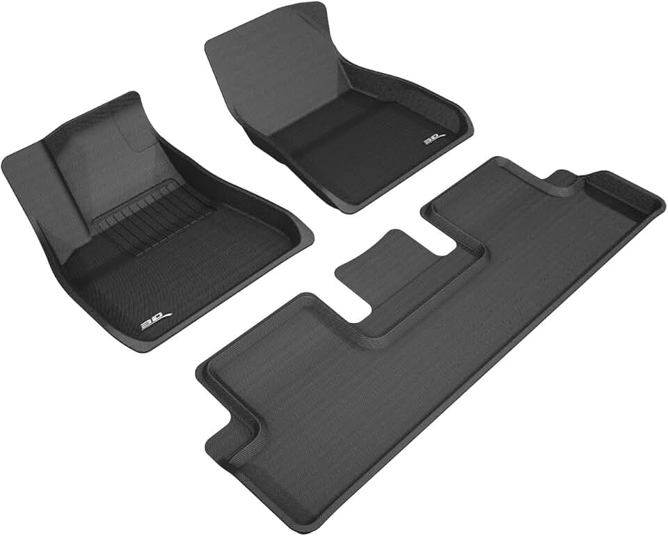 3D MAXpider Custom Fit KAGU Floor Mat (BLACK) for 2018-2019 TESLA MODEL 3 - 1ST ROW 2ND ROW