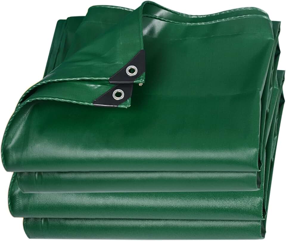 Tarpaulin Sheet 3x3m Waterproof Heavy Duty Ground Sheet Tarp 0.4mm Thick Reinforced Stable Canopy Tent with Reinforced Grommets,Green (Size:4x5m)