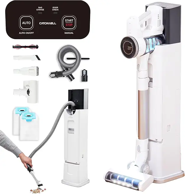 CX pro Magic Tower - Cordless Vacuum Cleaner, Self Empty All in One Dust Tower, Auto Battery Charge, Powerful Stick Vacuum Cleaner for Home, Carpet, Hardwood Floor, Pet Hair