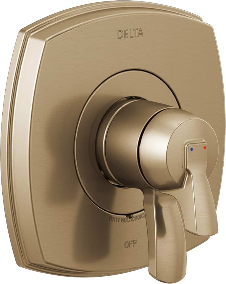Delta Faucet Stryke 17 Series Dual-Function Shower Handle Valve Trim Kit, Champagne Bronze T17076-CZ (Valve Not Included)