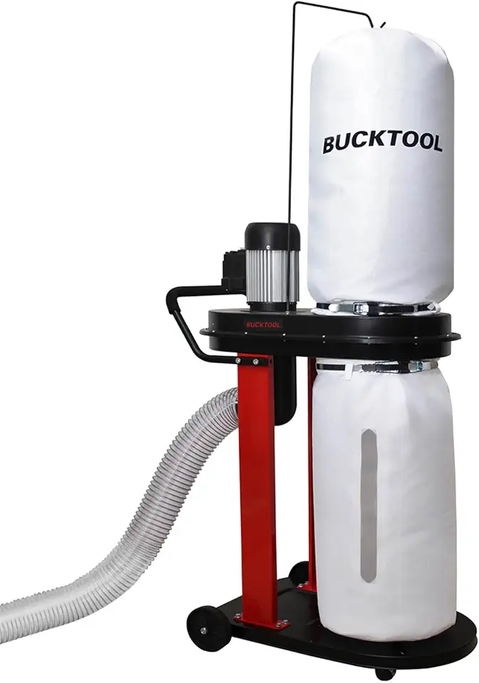 BUCKTOOL 1.2 HP Auto Start 750CFM Dust Collector with 3 Dust Collection Bag, 5.4 Cubic Bag Capacity and 5 PCS Reducer for Woodworking DC50
