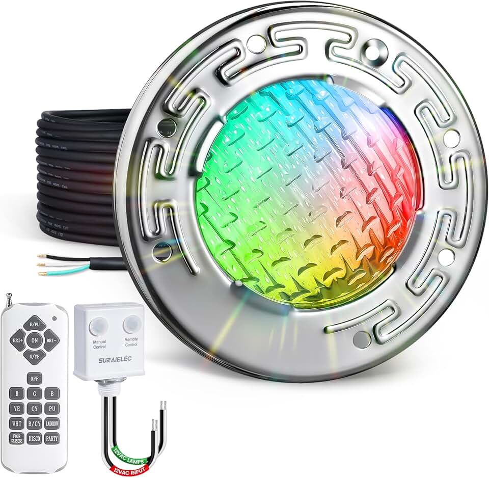 SURAIELEC 6 Inch LED Spa Lights, 12V AC Color Changing Pool Lights for Inground Pool, Underwater Spa Light with Remote Control, Fits for 6