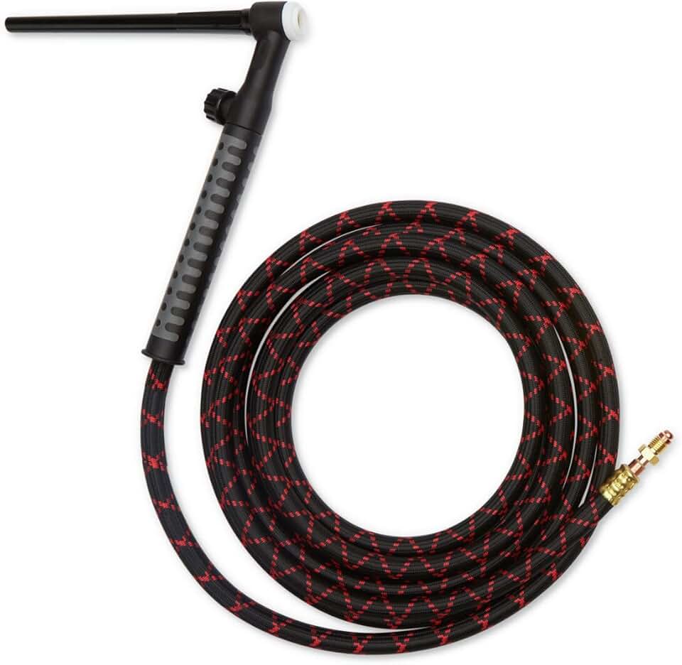 Lincoln Electric Caliber 9 Series TIG Torch | for Air-Cooled TIG Welding | Flexible/Valve Torch Head | 25 FT, 1 Piece Cable | K4844-9FV-2